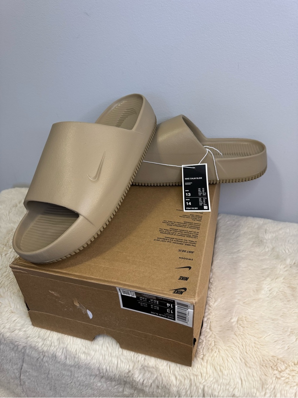 Nike Calm Slide- Tan color